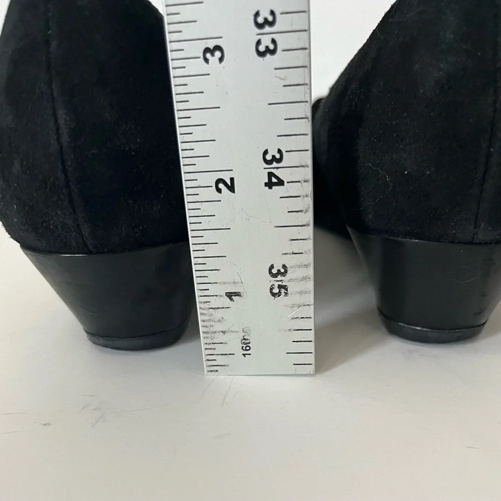 Tahari Black Suede Leather Flats Black Suede Bows Shoes Flats Low Heel Size 7